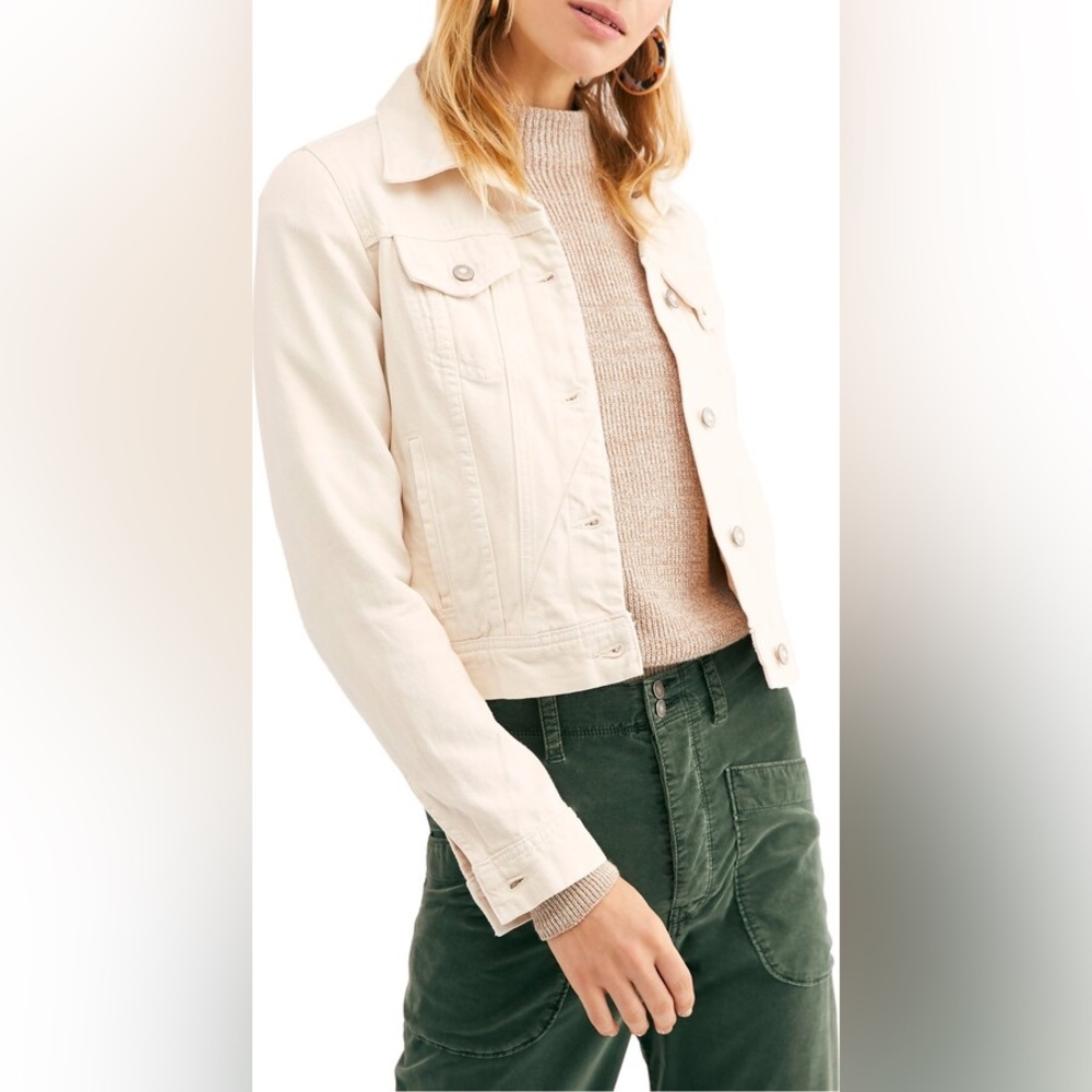 Free People Cream Jean Jacket